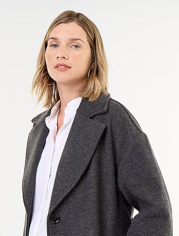 Cappotto lungo in finta lana con collo a revers