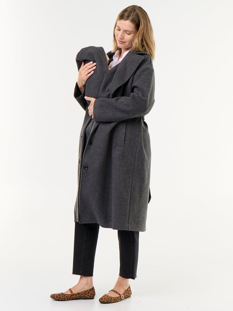 Cappotto lungo in finta lana con collo a revers Grigio - Kiabi
