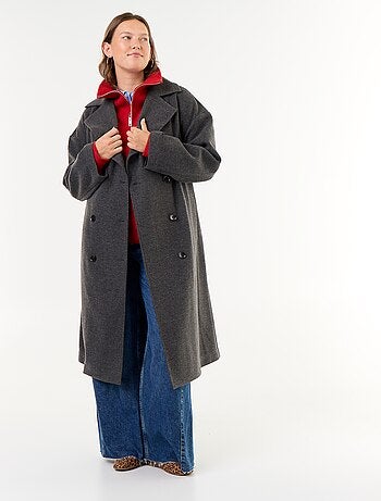 Cappotto lungo in finta lana con collo a revers