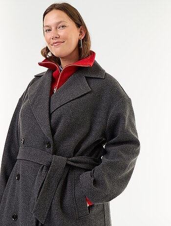 Cappotto lungo in finta lana con collo a revers