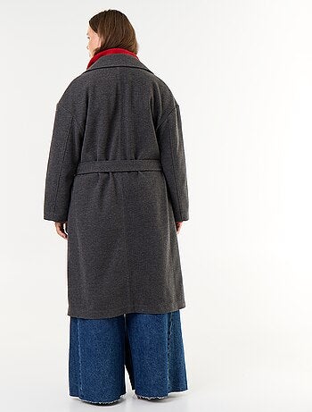 Cappotto lungo in finta lana con collo a revers