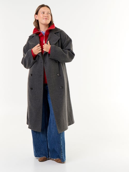 Cappotto lungo in finta lana con collo a revers - Kiabi Cappotto lungo in finta lana con collo a revers - Kiabi