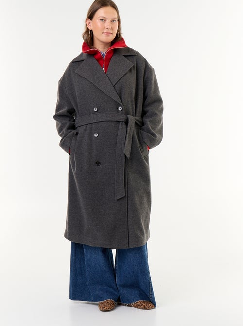 Cappotto lungo in finta lana con collo a revers - Kiabi Cappotto lungo in finta lana con collo a revers - Kiabi