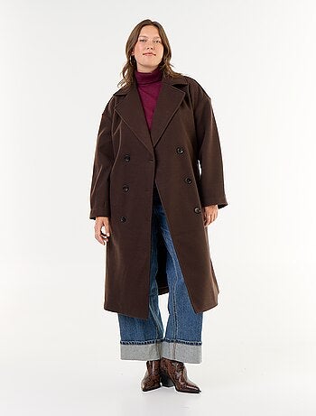 Cappotto lungo in finta lana con collo a revers