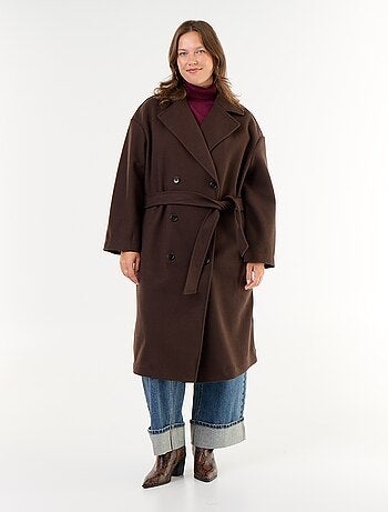 Cappotto lungo in finta lana con collo a revers