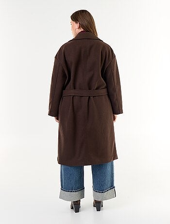Cappotto lungo in finta lana con collo a revers