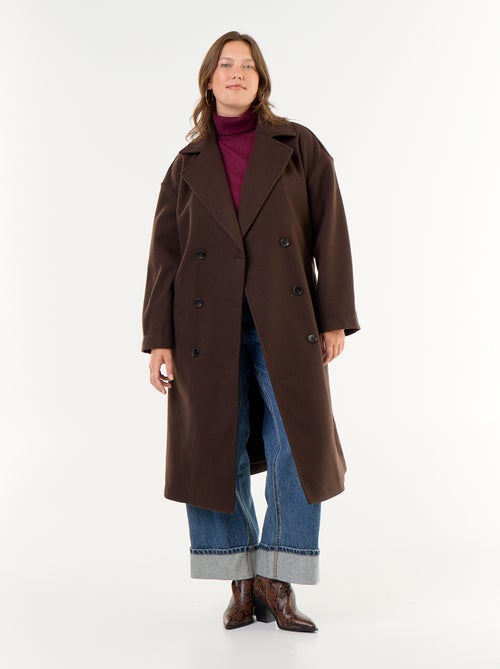 Cappotto lungo in finta lana con collo a revers - Kiabi Cappotto lungo in finta lana con collo a revers - Kiabi