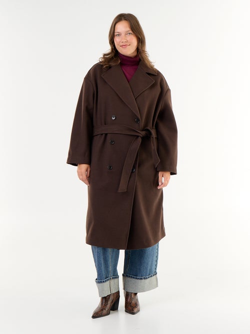 Cappotto lungo in finta lana con collo a revers - Kiabi Cappotto lungo in finta lana con collo a revers - Kiabi