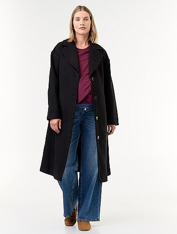 Cappotto lungo in finta lana con collo a revers