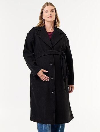 Cappotto lungo in finta lana con collo a revers