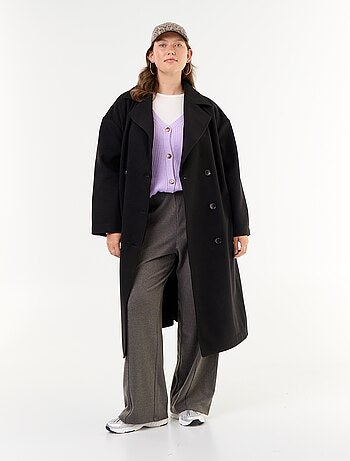 Cappotto lungo in finta lana con collo a revers