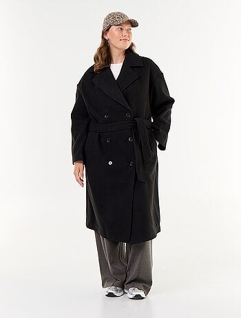 Cappotto lungo in finta lana con collo a revers