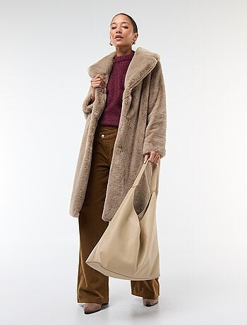 Cappotto lungo in finta pelliccia