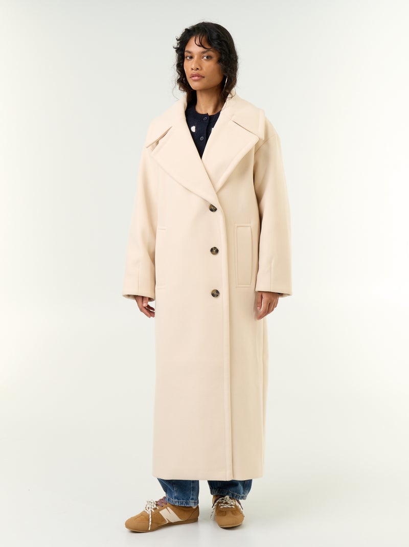 Cappotto lungo in finto lanato Beige - Kiabi