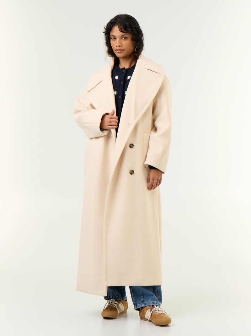 Cappotto lungo in finto lanato Beige - Kiabi