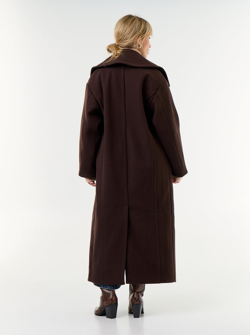 Cappotto lungo in finto lanato Marrone - Kiabi
