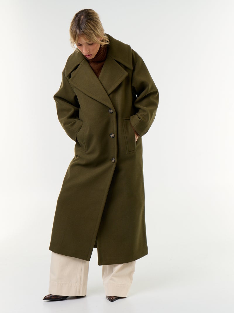 Cappotto lungo in finto lanato Verde - Kiabi