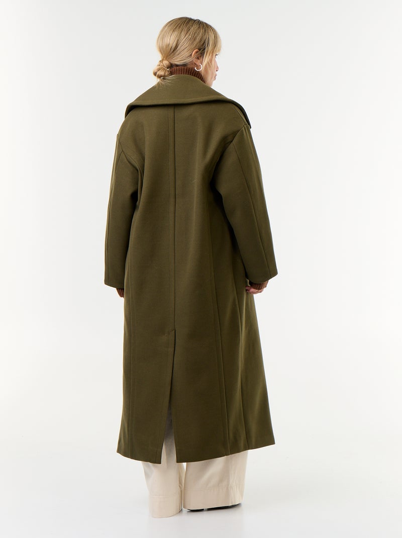 Cappotto lungo in finto lanato Verde - Kiabi