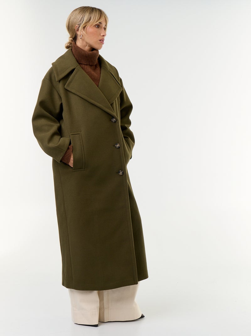 Cappotto lungo in finto lanato Verde - Kiabi