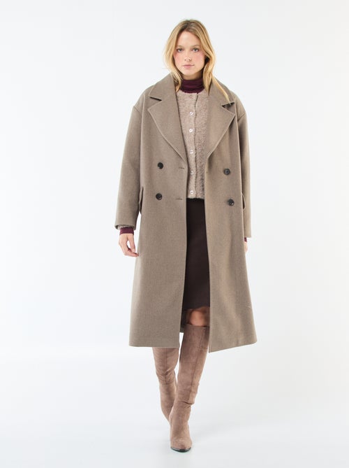 Cappotto lungo in finto tessuto effetto lana - Kiabi