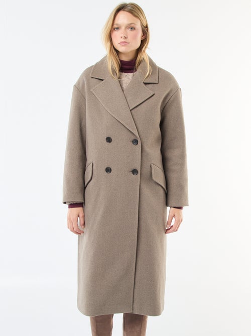 Cappotto lungo in finto tessuto effetto lana - Kiabi