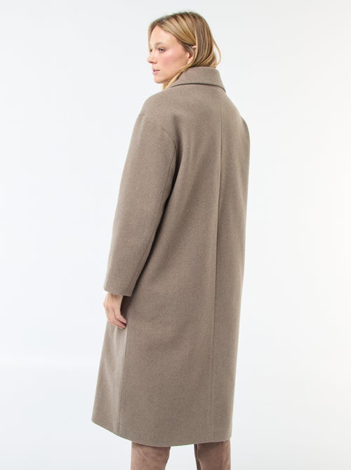 Cappotto lungo in finto tessuto effetto lana - Kiabi