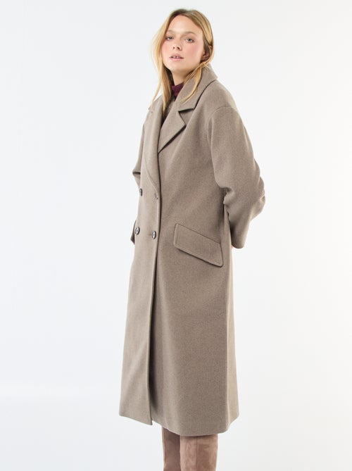 Cappotto lungo in finto tessuto effetto lana - Kiabi