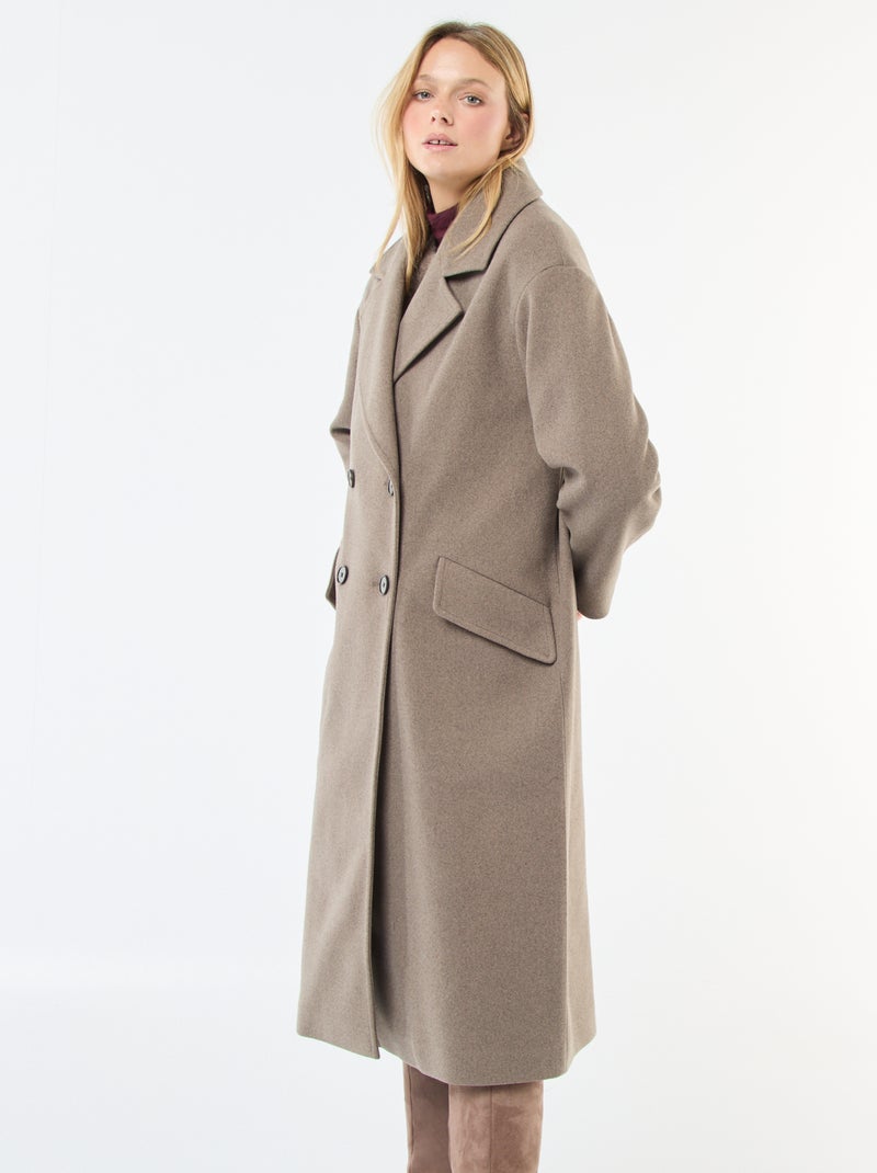 Cappotto lungo in finto tessuto effetto lana Beige - Kiabi