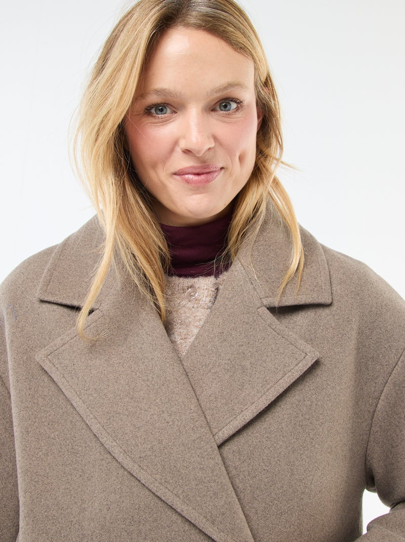 Cappotto lungo in finto tessuto effetto lana Beige - Kiabi