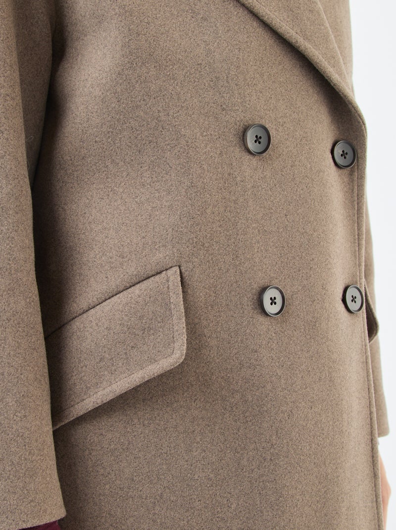 Cappotto lungo in finto tessuto effetto lana Beige - Kiabi