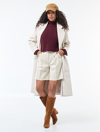 Cappotto lungo in finto tessuto effetto lana