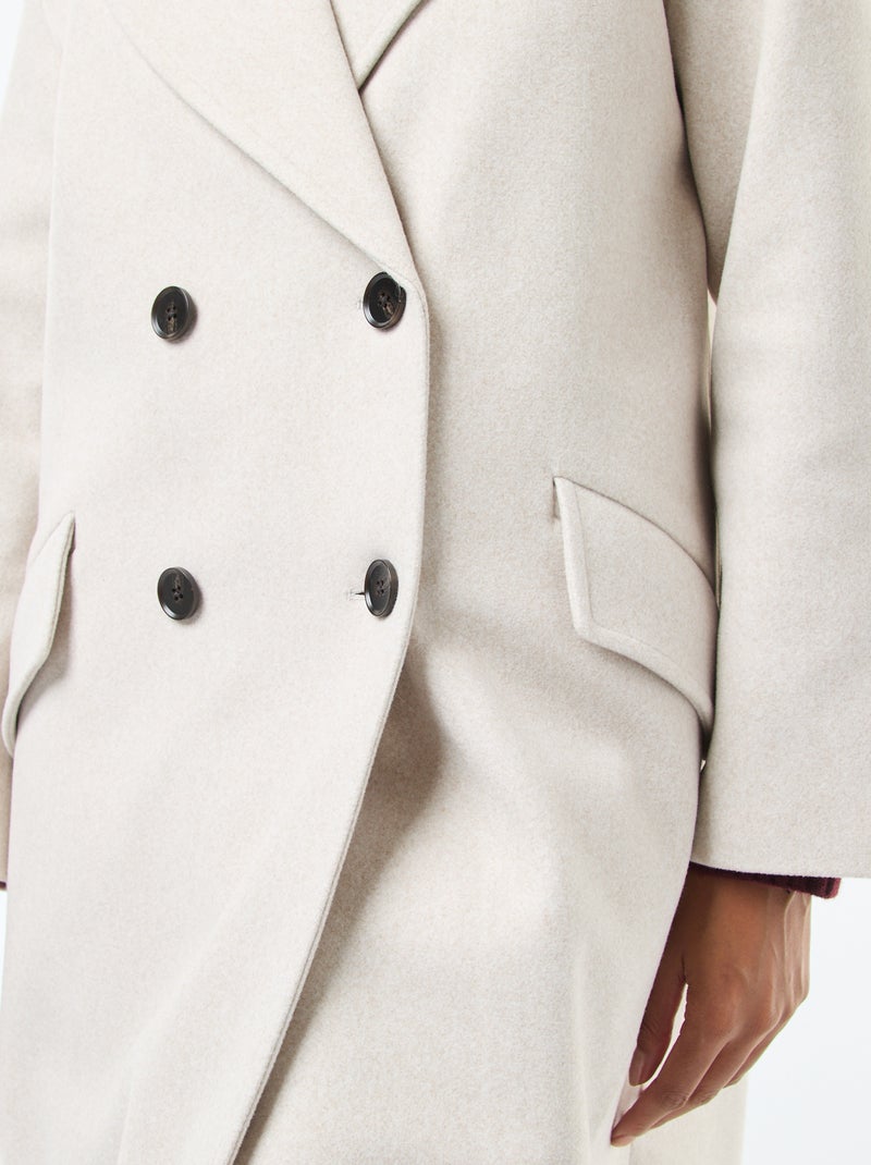 Cappotto lungo in finto tessuto effetto lana Bianco - Kiabi