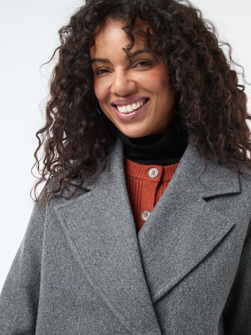 Cappotto lungo in finto tessuto effetto lana - Kiabi