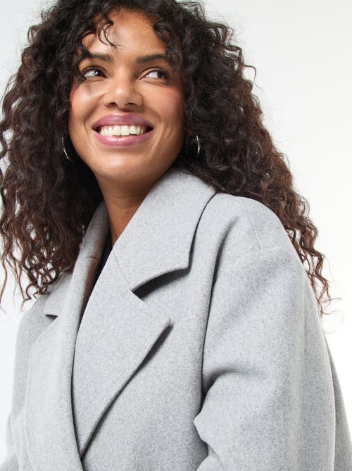 Cappotto lungo in finto tessuto effetto lana - Kiabi