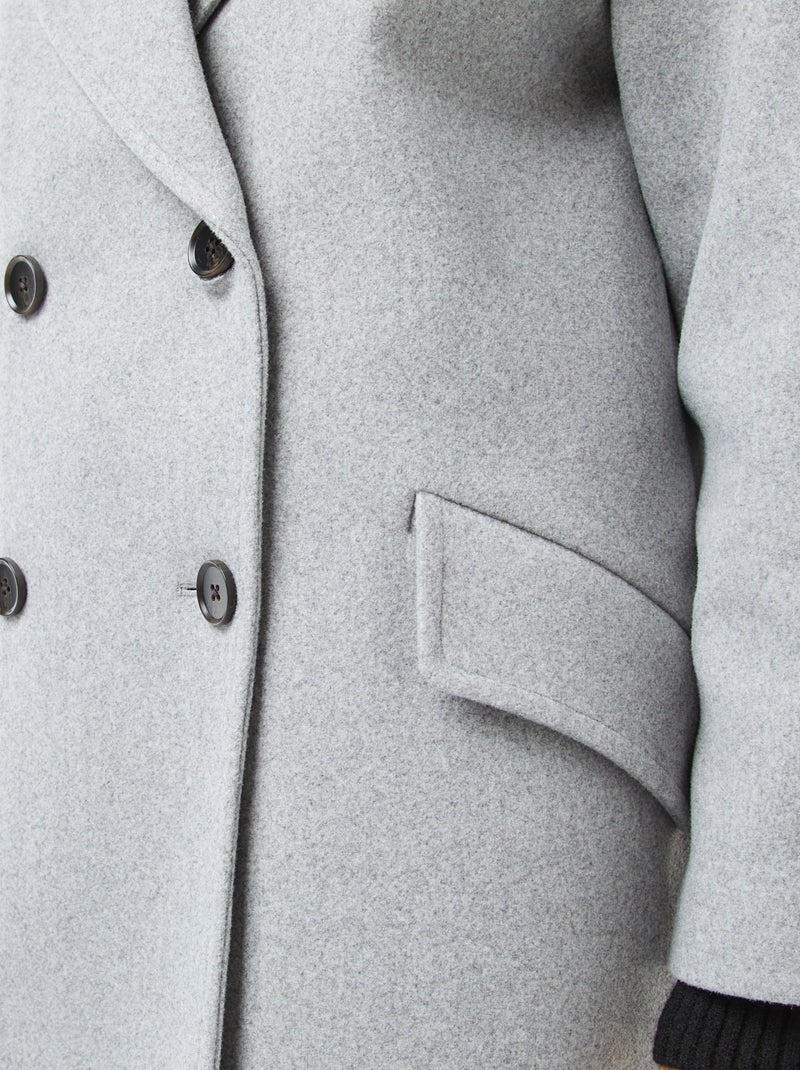 Cappotto lungo in finto tessuto effetto lana Grigio - Kiabi