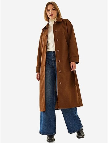 Cappotto lungo in lana con cintura lucci