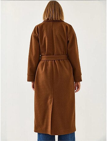 Cappotto lungo in lana con cintura lucci