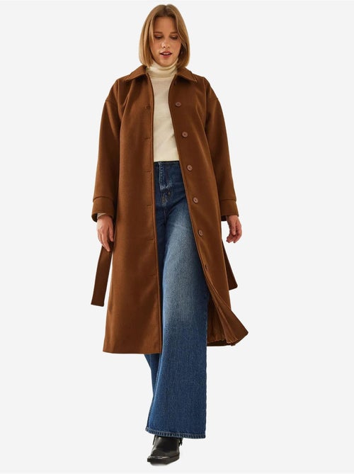 Cappotto lungo in lana con cintura lucci - Kiabi Cappotto lungo in lana con cintura lucci - Kiabi