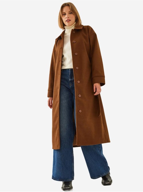 Cappotto lungo in lana con cintura lucci - Kiabi Cappotto lungo in lana con cintura lucci - Kiabi