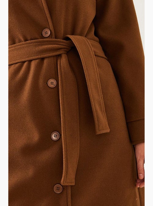 Cappotto lungo in lana con cintura lucci - Kiabi Cappotto lungo in lana con cintura lucci - Kiabi