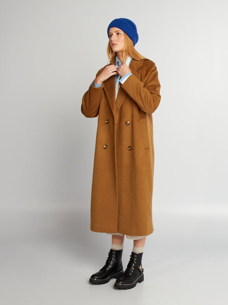 Cappotto lungo in lana MARRONE - Kiabi