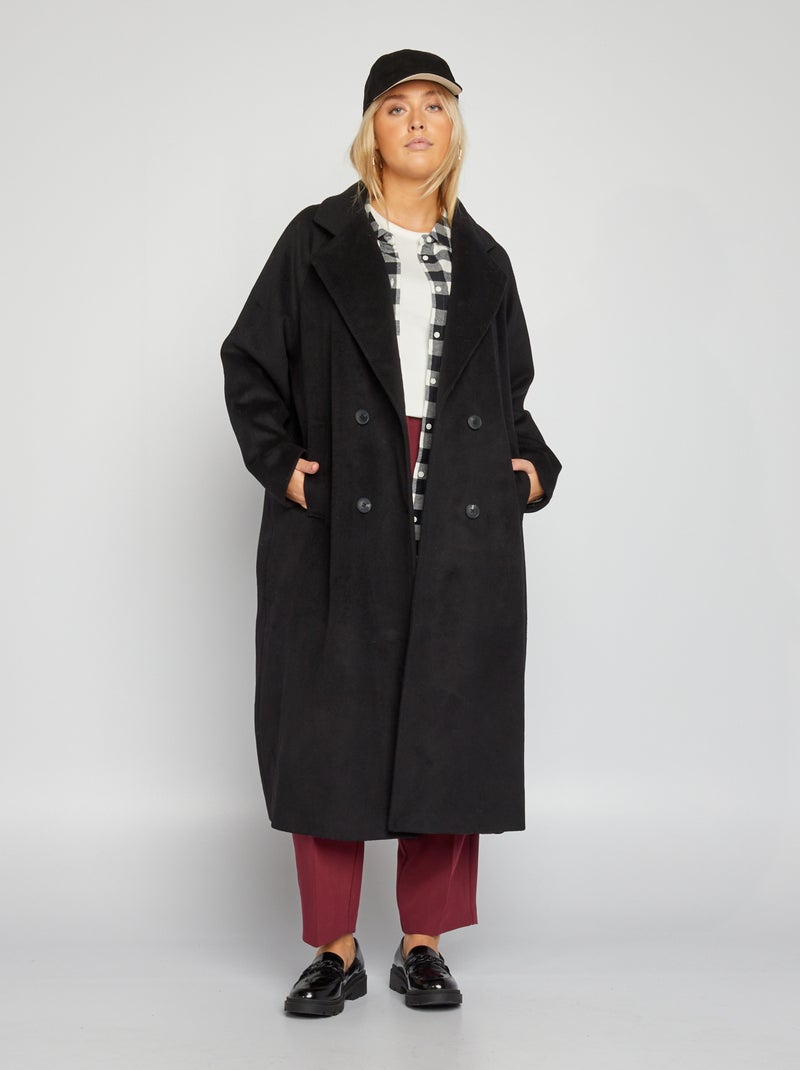 Cappotto lungo in lana nero - Kiabi