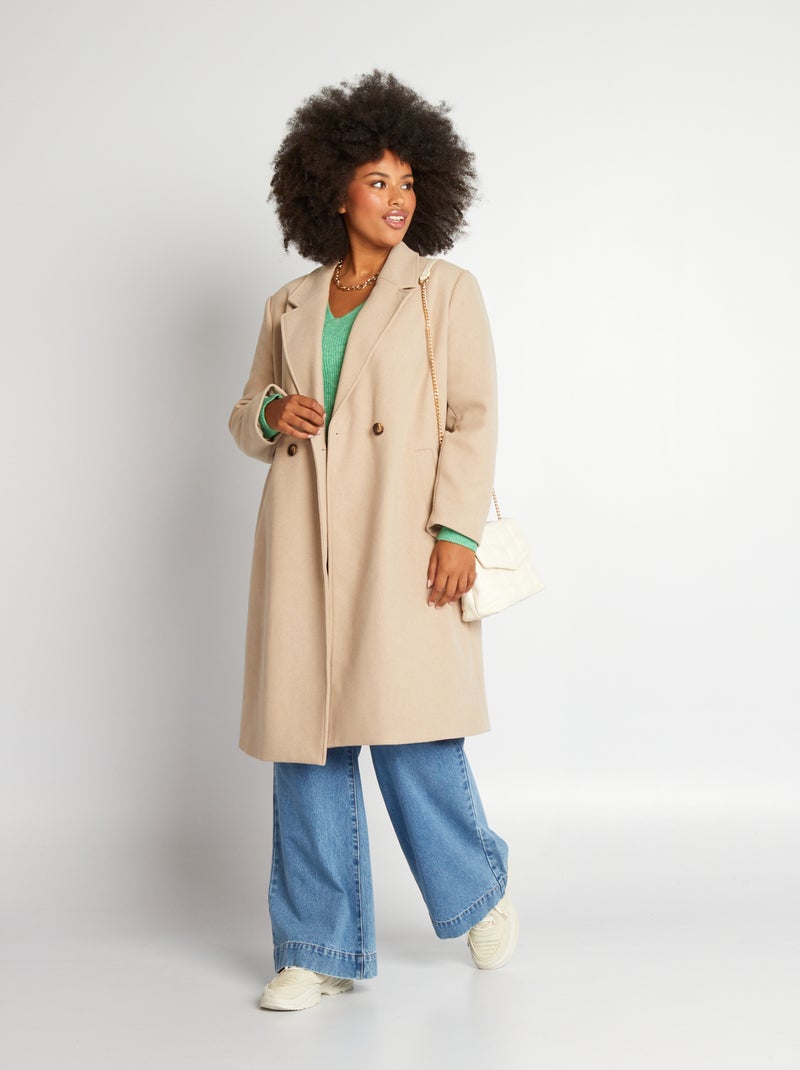 Cappotto lungo in lanetta beige - Kiabi