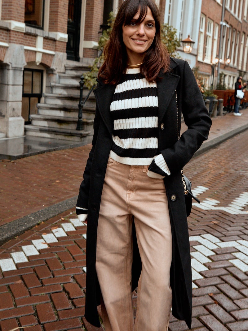 Cappotto lungo in lanetta nero - Kiabi