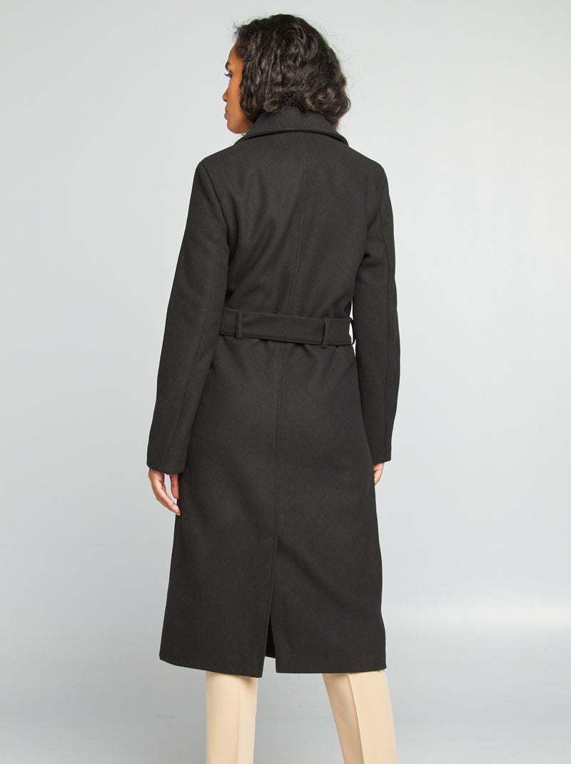 Cappotto lungo in lanetta nero - Kiabi