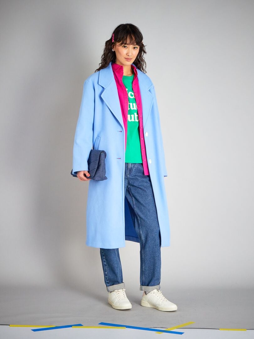 Cappotto lungo in maglia colorata BLU - Kiabi
