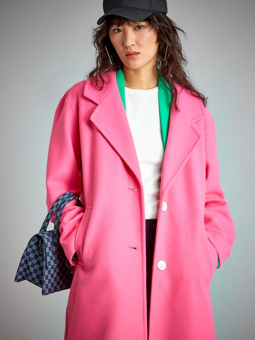 Cappotto lungo in maglia colorata ROSA - Kiabi