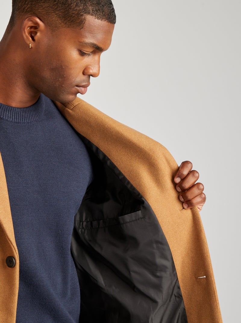 Cappotto lungo in misto lana MARRONE - Kiabi