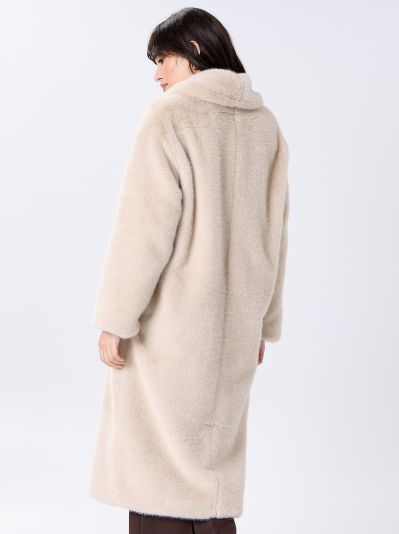 Cappotto lungo in pelliccia sintetica Beige - Kiabi