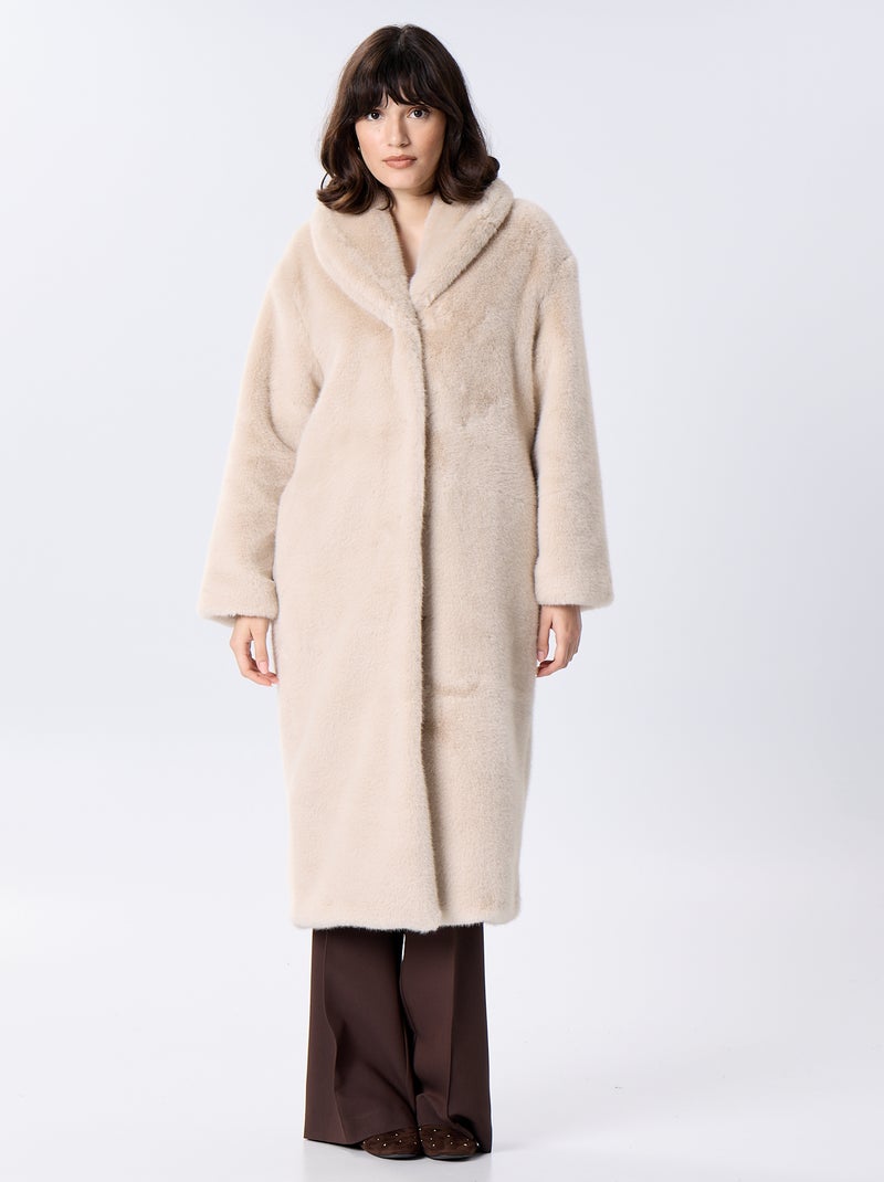 Cappotto lungo in pelliccia sintetica Beige - Kiabi